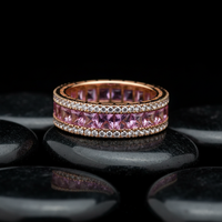 Pink Sapphire & Diamond 14K Gold Eternity Ring