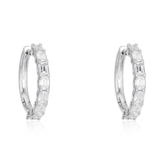 Radiance Circle Diamond Hoop Earrings in 18K White Gold