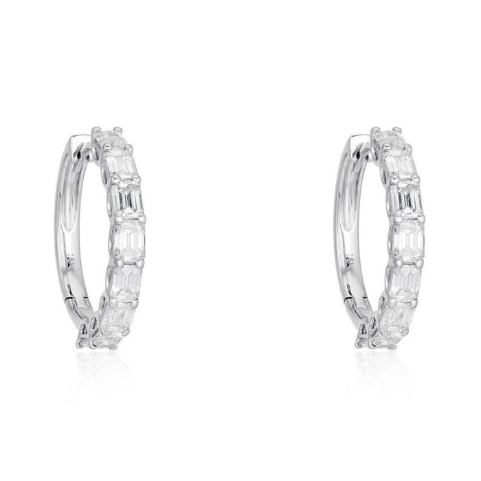 Radiance Circle Diamond Hoop Earrings in 18K White Gold