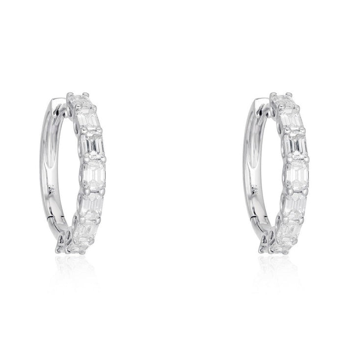 Radiance Circle Diamond Hoop Earrings in 18K White Gold
