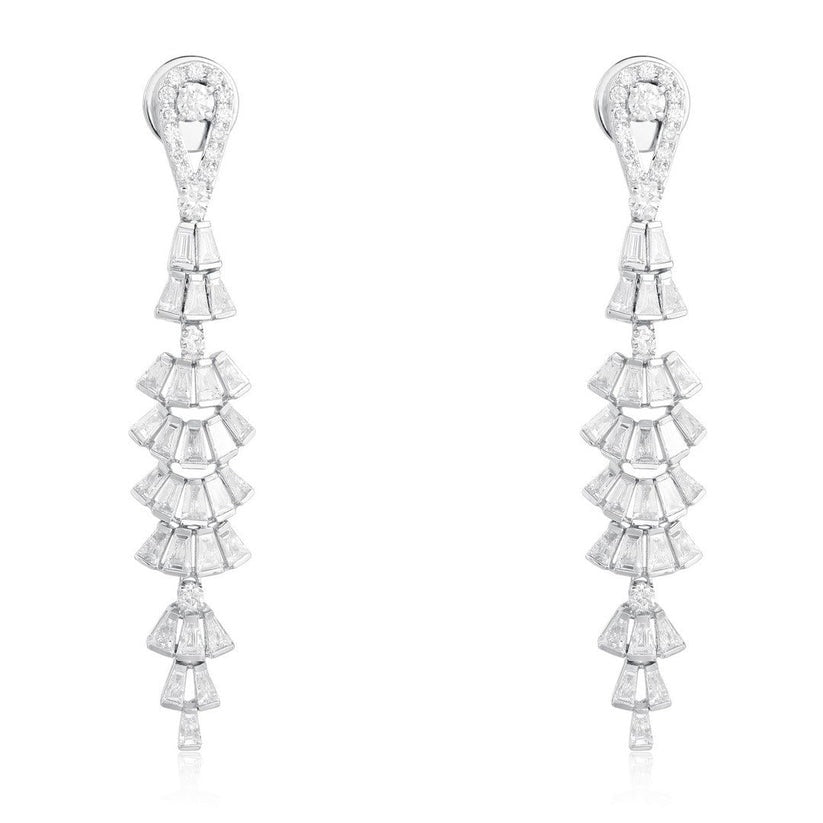 Cascade Ice Diamond Drop Earrings in 14K White Gold