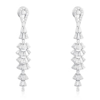 Cascade Ice Diamond Drop Earrings in 14K White Gold