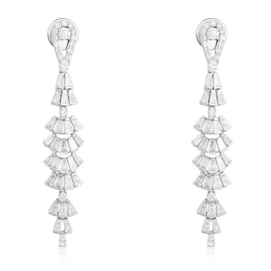 Cascade Ice Diamond Drop Earrings in 14K White Gold
