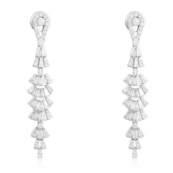 Cascade Ice Diamond Drop Earrings in 14K White Gold