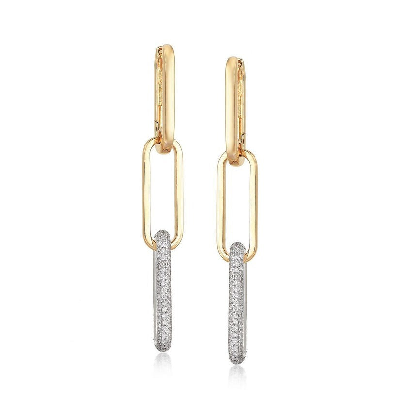 Flow Diamond Danglers Drop Earrings in 14K Yellow Gold