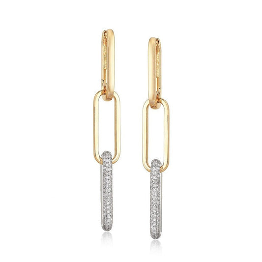 Flow Diamond Danglers Drop Earrings in 14K Yellow Gold