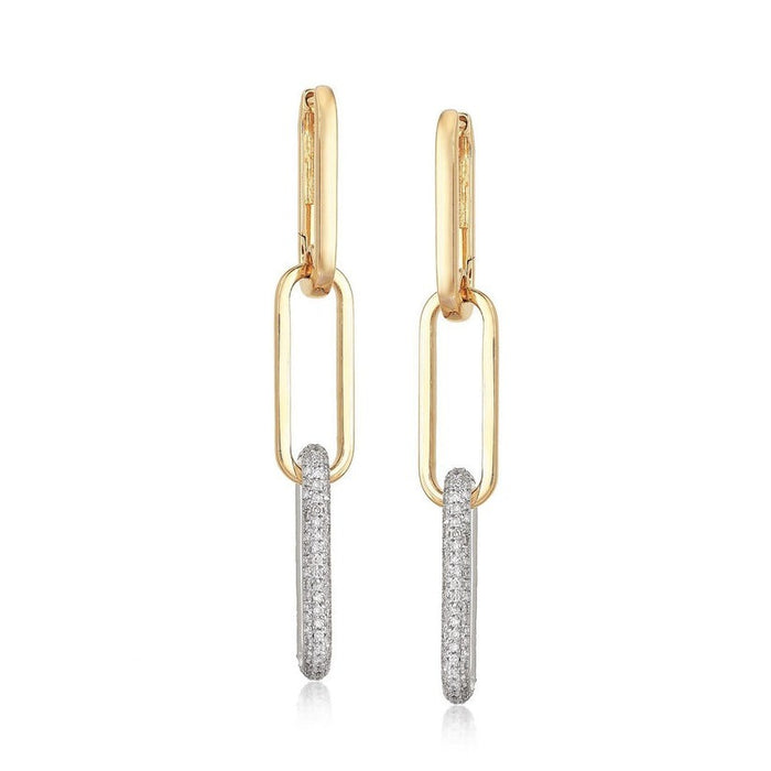 Flow Diamond Danglers Drop Earrings in 14K Yellow Gold