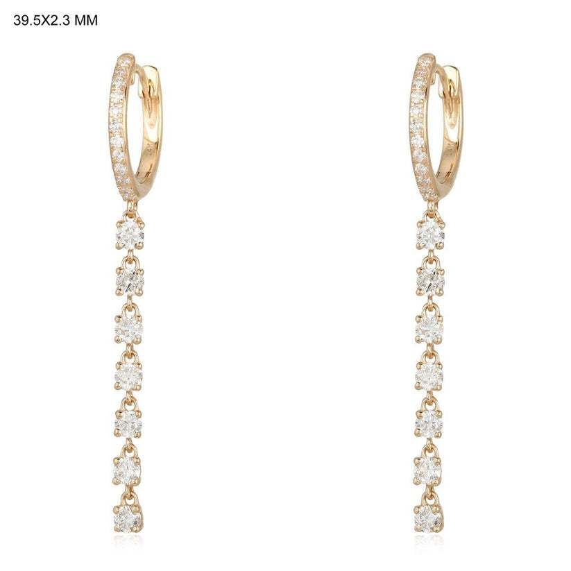 Oval Chain Link Diamond 14K (or 18k upon request) Yellow Gold Drop Earrings