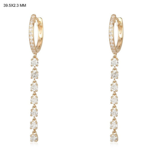Oval Chain Link Diamond Drop Earrings in 14K Yellow Gold