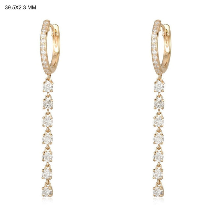 Oval Chain Link Diamond 14K (or 18k upon request) Yellow Gold Drop Earrings