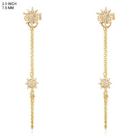 Sunburst Diamond Chain Drop Earrings in 14K Yellow Gold