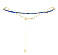 Minimalist Round Blue Sapphire Tennis Necklace in 14K Yellow Gold
