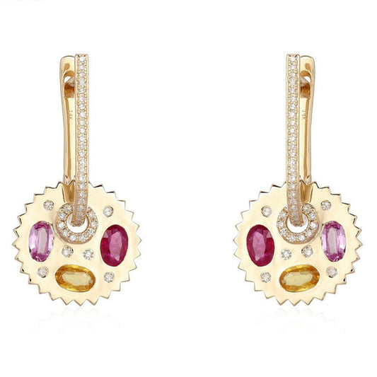 Twinkling Halo Luxe Diamond Drops Earrings in 14K Yellow Gold