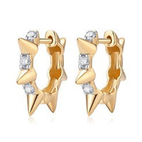 Spike Edge Diamond Huggie Hoop Earrings in 14K Yellow Gold