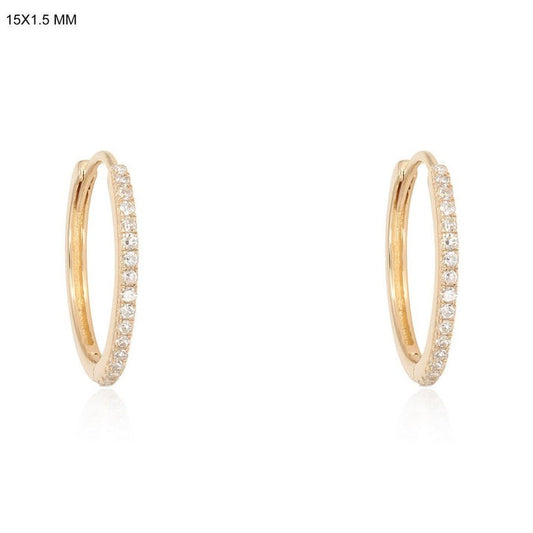 Petite Pave Diamond Hoop Earrings in 14K Yellow Gold