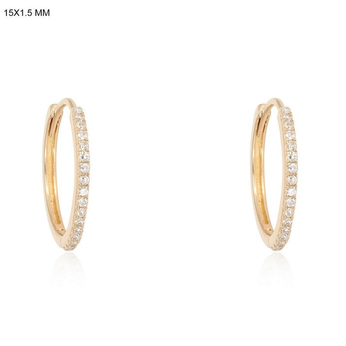 Petite Pave Diamond Hoop Earrings in 14K Yellow Gold