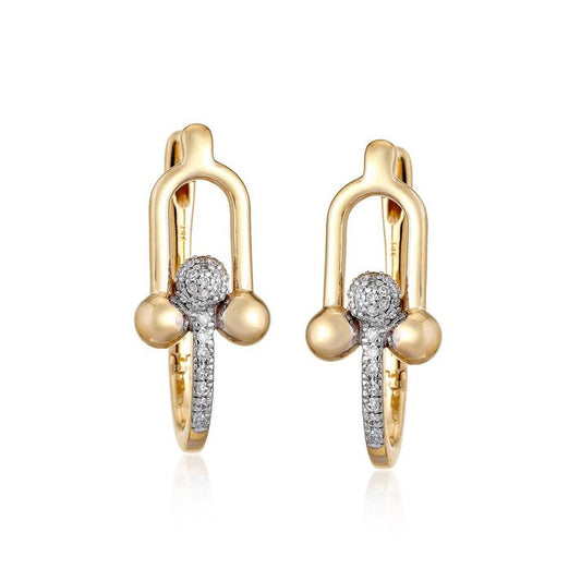 Sapphire Shine 14K Yellow Gold Diamond Huggie Earrings