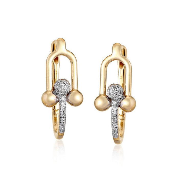 Sapphire Shine 14K Yellow Gold Diamond Huggie Earrings