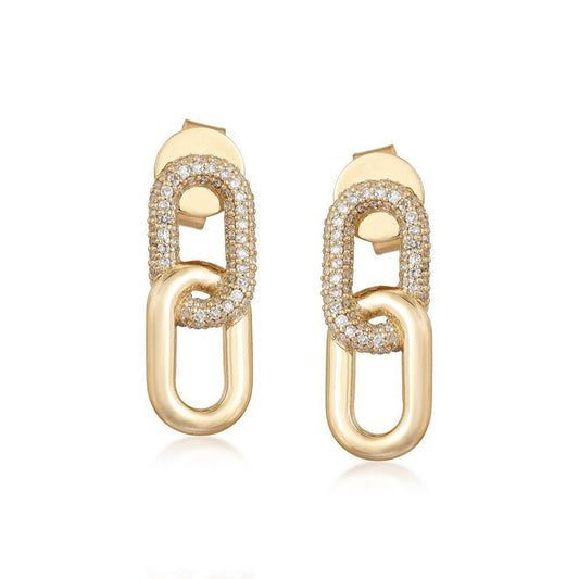 Double Link Chain Earrings in 14K Yellow Gold