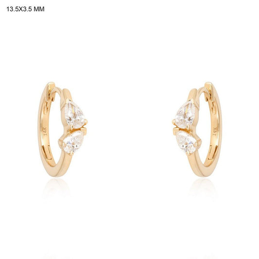 Pear Diamond Huggie Hoop Earrings in 14K Yellow Gold