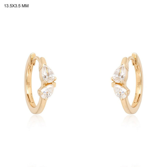 Pear Diamond Huggie Hoop Earrings in 14K Yellow Gold
