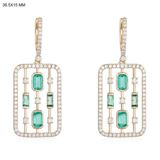 Geometry Diamond Frame Drop Earrings in 14K Gold