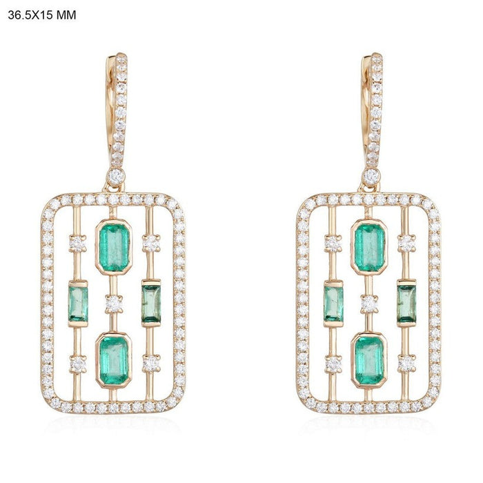 Geometry Diamond Frame Drop Earrings in 14K Gold