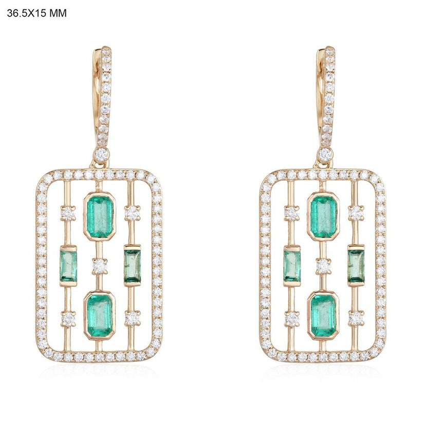 Geometry Diamond Frame Drop Earrings in 14K Gold