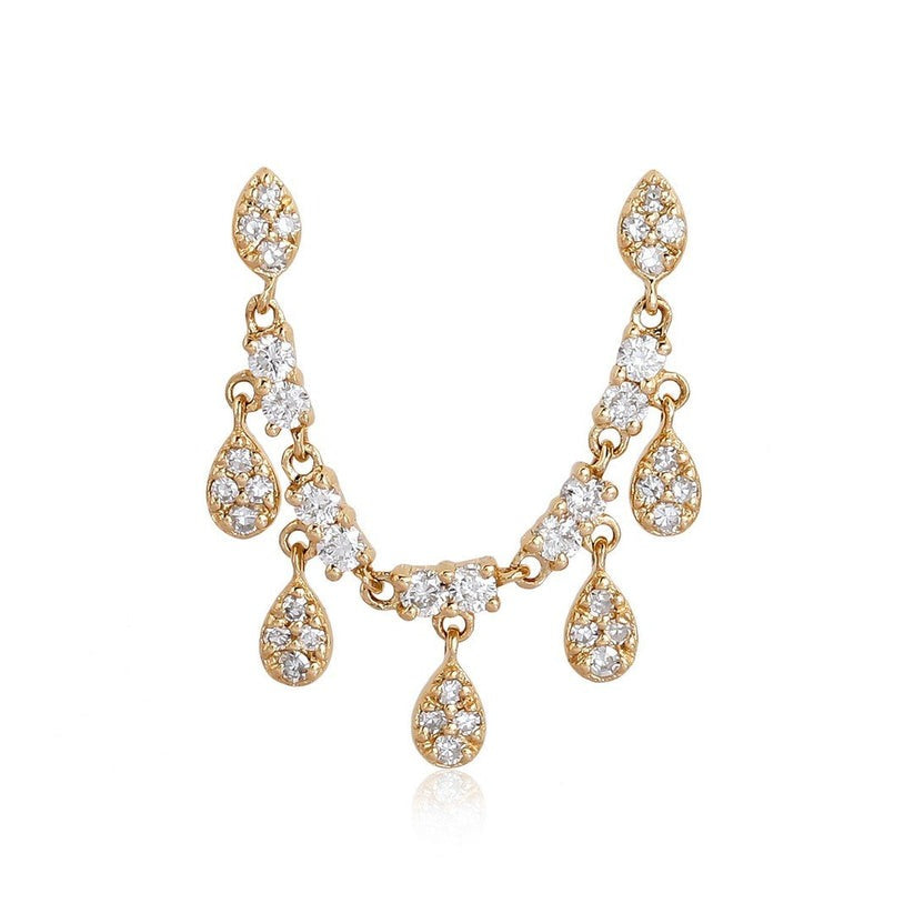 Cascade Drops TearDiamond Drop Earrings in 14K Yellow Gold
