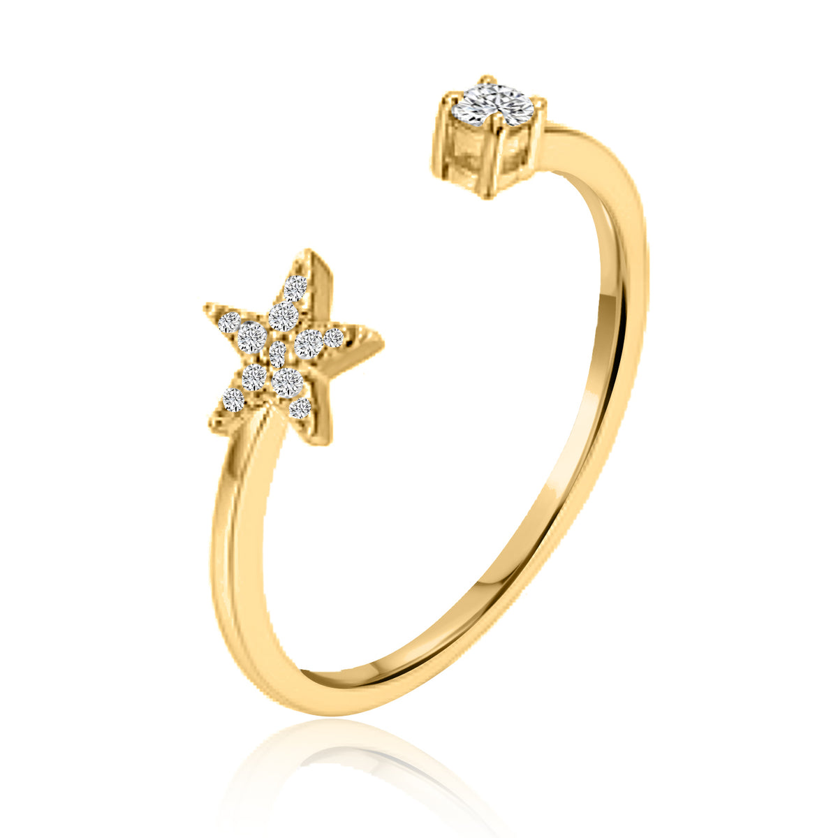 Twinkle Star Diamond Ring in 14K Yellow Gold