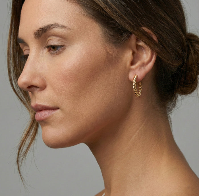 Spiral Luxe Hoop Earrings in 14K Yellow Gold