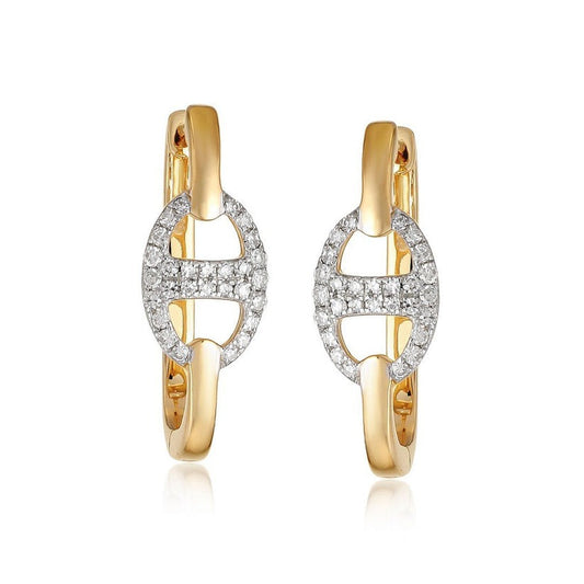 Link Luxe Diamond Hoop Earrings in 14K Yellow Gold