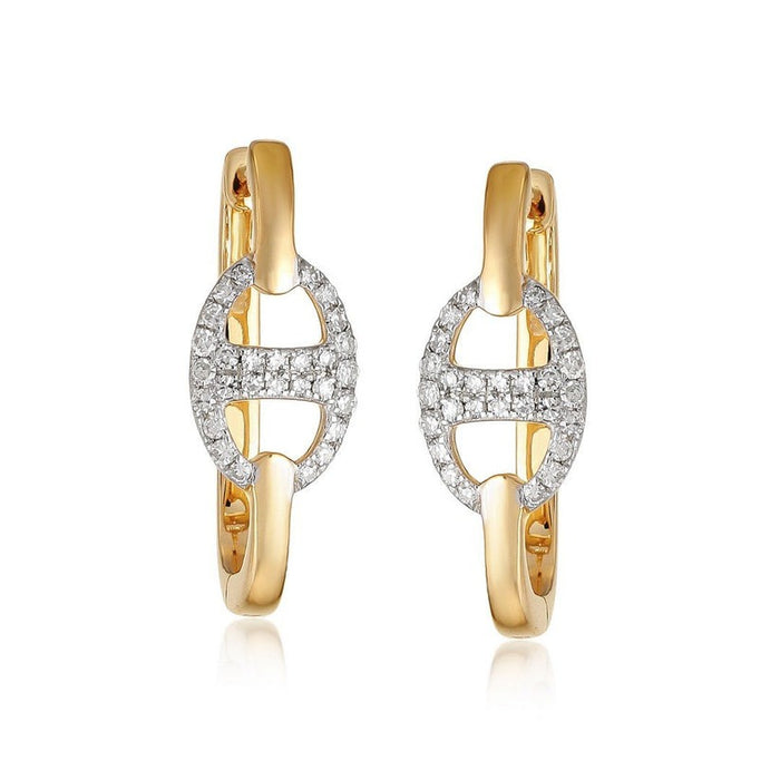 Link Luxe Diamond Hoop Earrings in 14K Yellow Gold