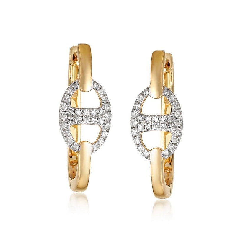 Link Luxe Diamond Hoop Earrings in 14K Yellow Gold