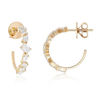 Mixed Cut Cluster Hoop Earrings in 14K Yellow Gold