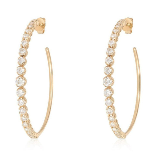 Diamond Illusion Large Hoop Earrings in 14K Yellow Gold