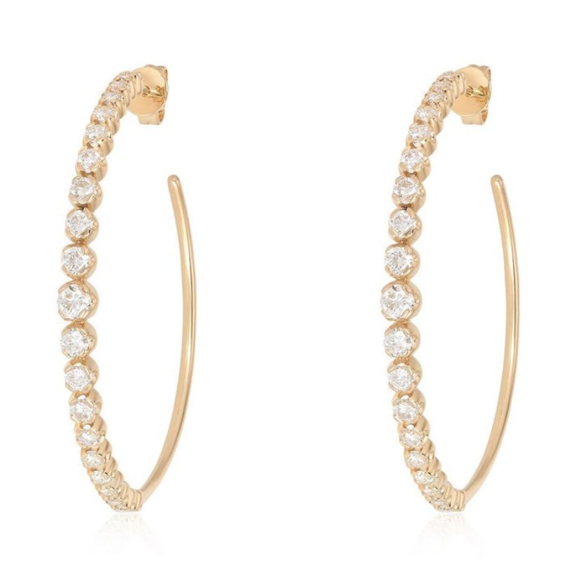 Diamond Illusion Large Hoop Earrings in 14K Yellow Gold