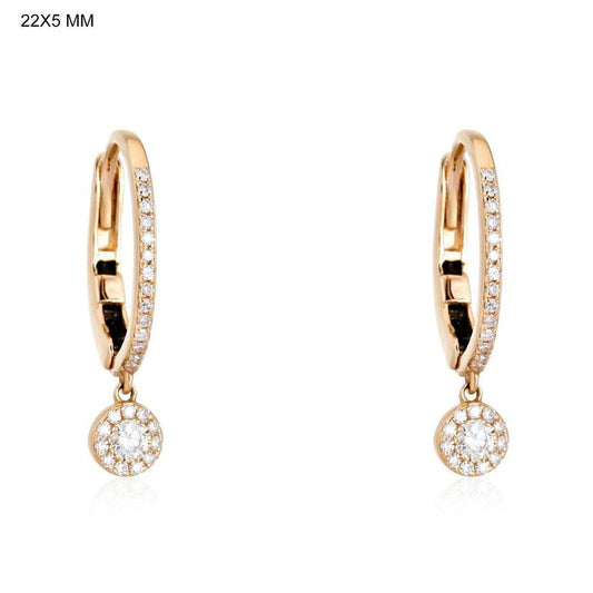 Halo Charm Huggie Earrings in 14K Yellow Gold