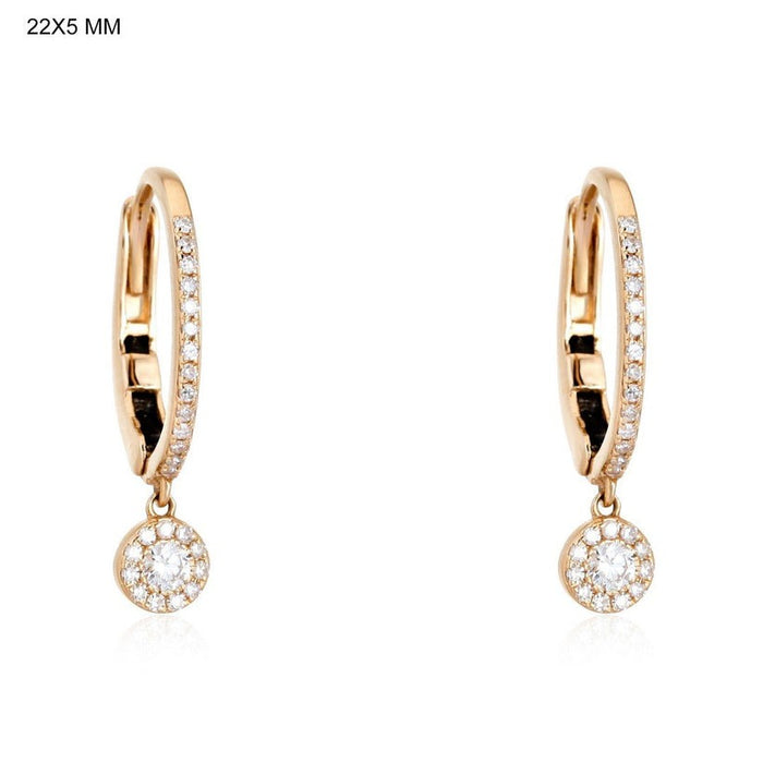 Halo Charm Huggie Earrings in 14K Yellow Gold