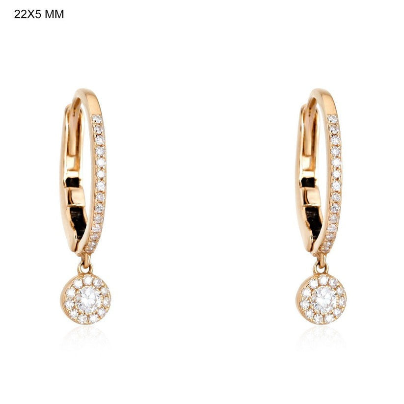 Halo Charm Huggie Earrings in 14K Yellow Gold