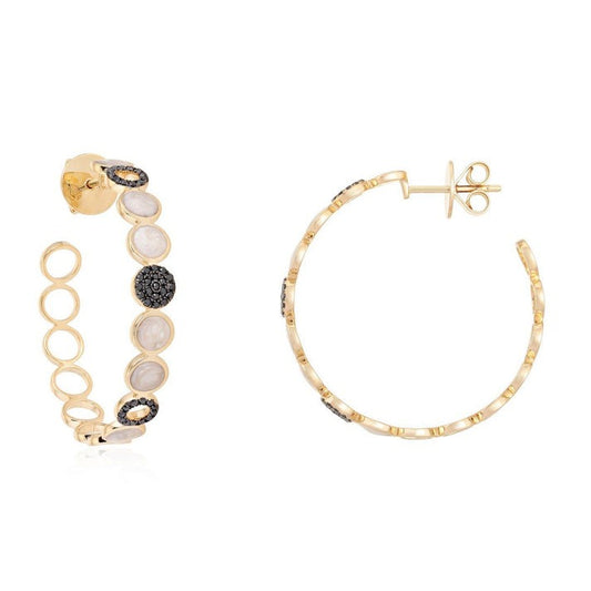 Luxe Black Diamond Hoop Earrings in 14K Yellow Gold