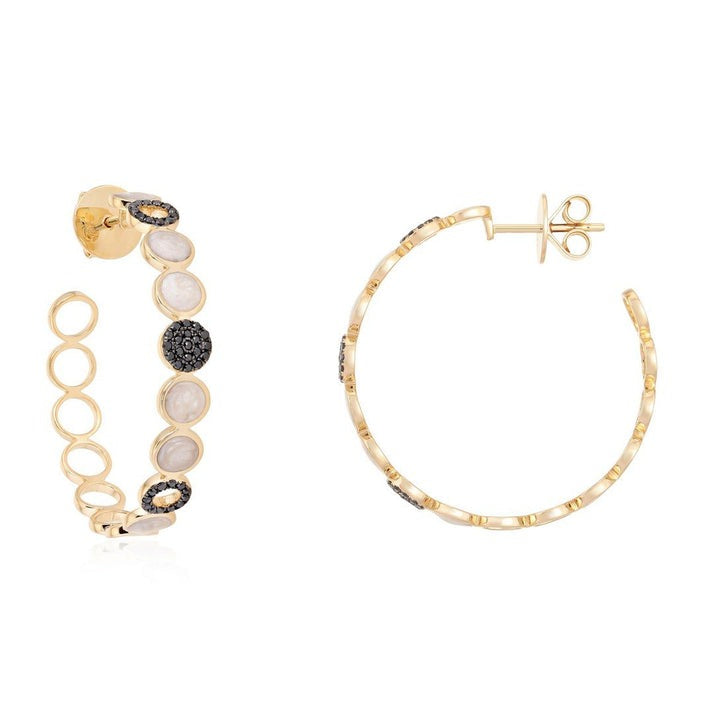 Luxe Black Diamond Hoop Earrings in 14K Yellow Gold