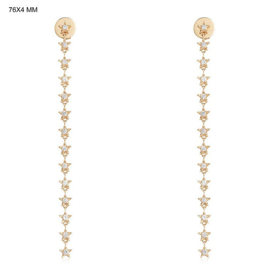 Celestial Star Diamond Drop Earrings in 14K Yellow Gold