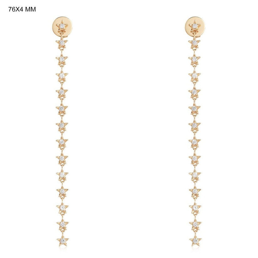 Celestial Star Diamond Drop Earrings in 14K Yellow Gold