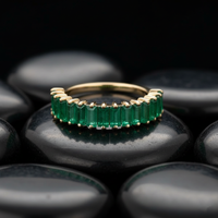 Emerald Baguette 14K Gold Half Eternity Band Ring