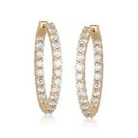 Gem Hoops Diamond Earrings in 14K Yellow Gold