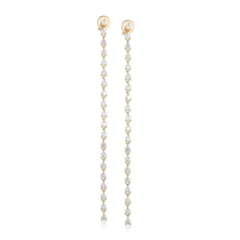 Stellar Line 14K (or 18k upon request) Yellow Gold Diamond Drop Earrings