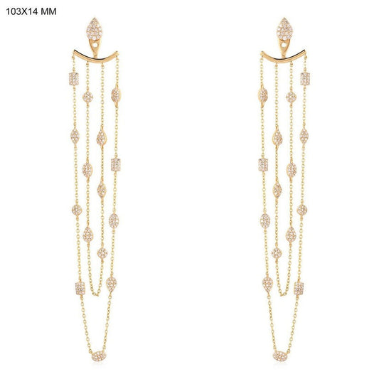 Multi Standard Diamond Chain Drop Earrings in 14K Yellow Gold