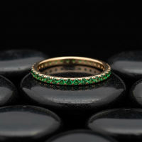 Green Tsavorite Diamond 14K Band Ring