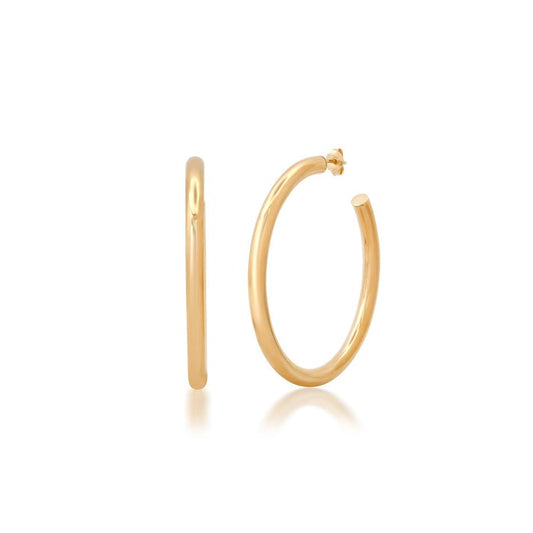 Polished Classic Medium Hoop Earrings in 14K Gold